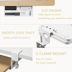 ETHU Keyboard Tray Under Desk, 26.77" X 11.81" Large Size Keyboard Tray with C Clamp-on Mount Easy to Install, Computer Keyboard Stand, Ergonomic Keyboard Tray for Home and Office (Oak)