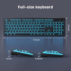 Backlit Wireless Keyboard, 2.4G Silent Wireless Light Up Keyboard, Full Size Computer Keyboards with 7 Colored Backlits, Rechargeable Keyboards for Windows, PC, Laptop (Black, Normative)