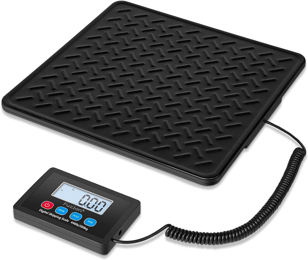Fuzion Shipping Scale, 440LB x 10g High Accuracy Digital Postal Scale, Durable Alloy Steel Platform, Heavy Duty Scale for Packages, Postage, Luggage, Battery and AC Adapter Powered