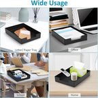 Letter-Size Paper Tray Organizer/Office Organizers/Rectangular Plastic Files/Desk Accessories, Plastic Paper Holder File Organizer for Office, School, Home Storage (Black)/Stackable/