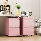 METAN 2 Drawer Vertical File Cabinet with Lock, Mobile Metal Filing Cabinet for Legal/Letter Size, Office Storage File Cabinet Under Desk, Fully Assembled Except Wheels,Pink