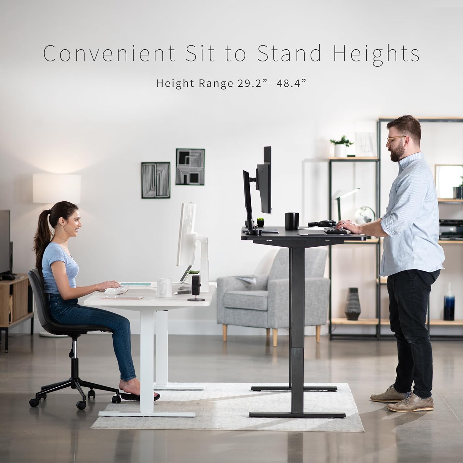 VIVO Electric 60 x 30 in Standing Desk, Memory Height Adjustment, 1B Series, Light Wood Top Black Frame, DESK-KIT-1B6C-30