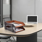Leather Desk Organizer,2-Tier Stackable Letter Tray Holder,Office Supplies Desktop Storage Box for Document,Stationery,Magazines,Newspapers,Letters and Other Home Office Paper Sundries,Coffee