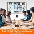Innex Cube 4K 360 Degree Video Conference Camera with Multiple AI Modes, Dual Omnidirectional Mics, Remote, Plug and Play Conference Room Webcam for Zoom, Microsoft Teams, Open Space, Meeting Room