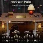 Himimi Electric Standing Desk 55 x 24 inch for Home Office,Sit-Stand Adjustable Desk with Memory Presets,Height Adjustable Desk for Gaming/Working,Free Hook, Lockable Wheels,Mouse Pad,Oak