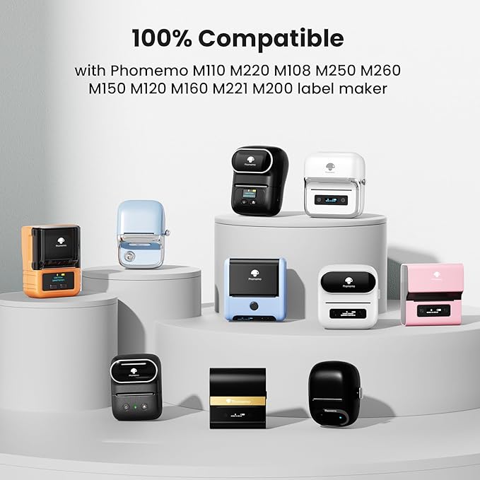 690 pcs Phomemo Thermal Sticker Label, Multi-Purpose Self-Adhesive Tag for M110, M220, M108, M250, M260, M120, M200, M221, M150 Label Maker Machine, 1.96'' x1.18'' (50x30mm), Black on White