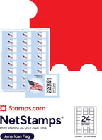 American Flag NetStamps 120-Pack (5 Sheets) Printable Postage Labels (Stamps.com Subscription Required) - Print Approved Postage - Inkjet & Laser Printers - Business, Personal, Home