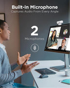 Lenovo HD 1080p Webcam (300 FHD) - Monitor Camera with 95° Wide Angle, 360° Rotation Pan & Tilt, Dual Microphones – Attachable Desktop Cam with Privacy Shutter for Remote Work, Streaming & Gaming