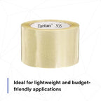 3M Tartan Box Sealing Tape 305, Clear, Light Duty, Durable, 2.83 in x 109.36 yds (72 mm x 100 m), 24 Rolls/Case