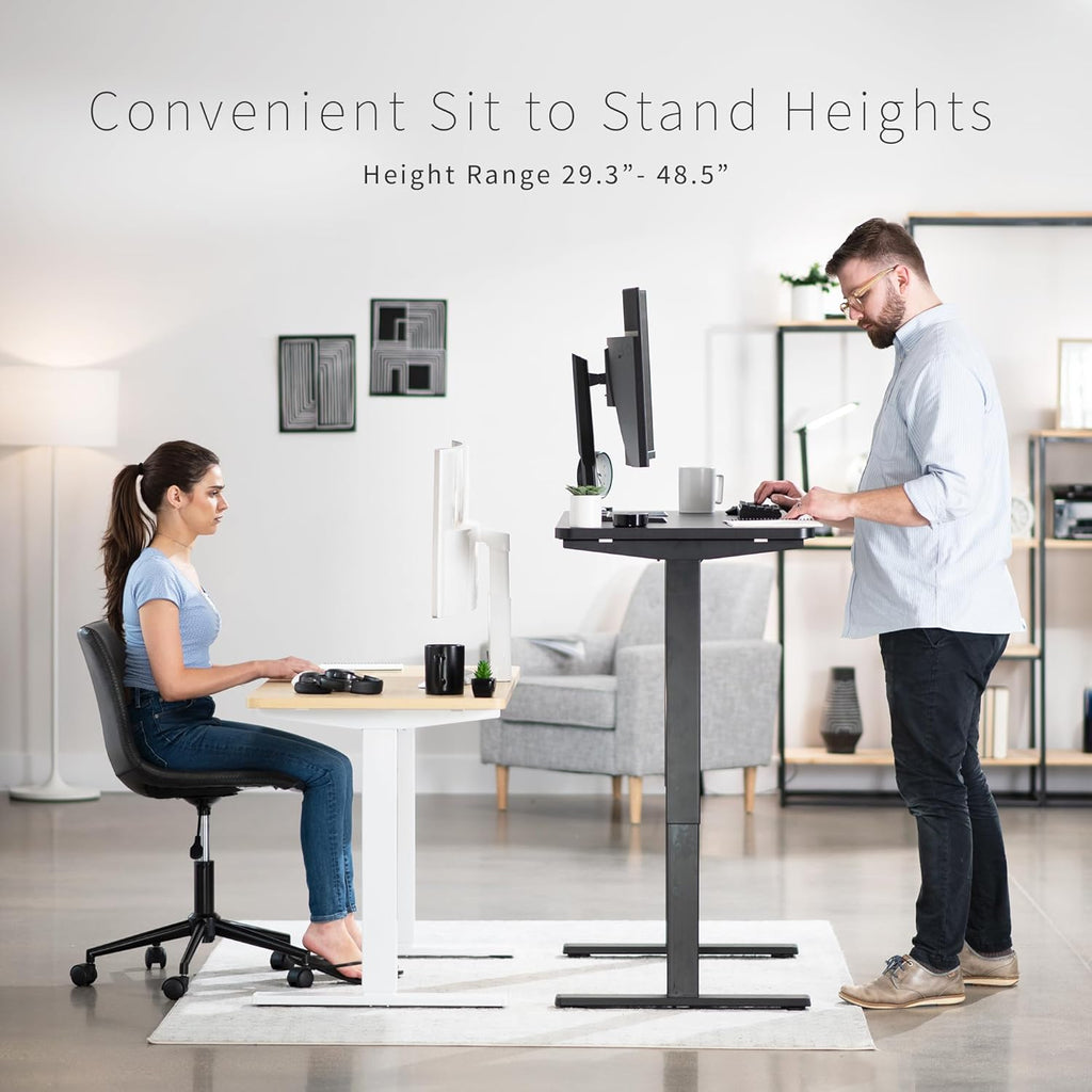 VIVO Electric 43 x 24 in Standing Desk, Memory Height Adjustment, 1B Series, One-Piece Dark Gray Top, Black Frame, DESK-KIT-1B4G