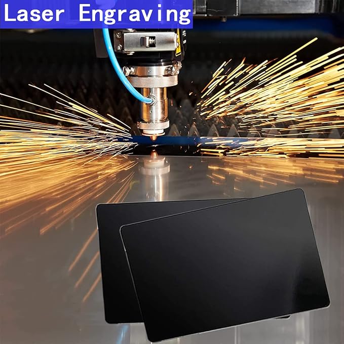 100PCS Metal Business Card 0.45mm Thickness Aluminum Cards Metal Engraving Blanks Cards Aluminum Laser Engraving Cards for Office Name Cards, DIY Gift Cards, VIP Cards 3.4 x 2.1 Inch, Black