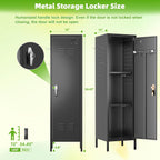 Metal Lockers for Employees with Handle,Metal Storage Locker with 2 Pegboard & 5 Hooks for Gym, School, Office,Home,Garage,Black