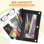 Shemira Pencil Pouch for 3 Ring Binder, 36 Pack Black Pencil Pouches Bulk, Pencil Pouch with Smooth Zipper, Zipper Pencil Pouches, 3 Ring Binder Pencil Pouchs, Clear Window Pencil Case Pouch