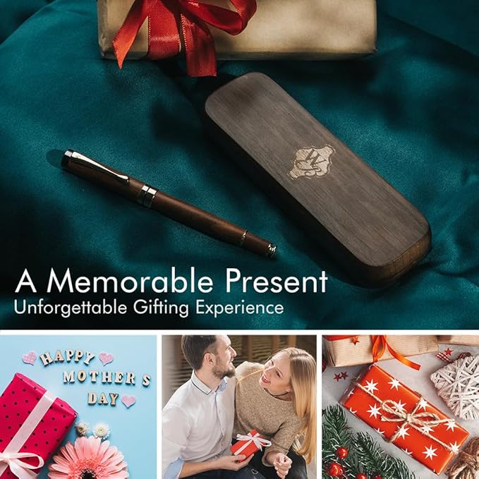 Wordsworth & Black Fountain Pen Set, Luxury Bamboo Wood - Medium Nib, Gift Case; Includes 6 Ink Cartridges, Ink Refill Converter -Journaling, Calligraphy, Drawing, Smooth Writing [Brown Wood]