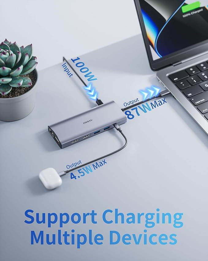 Laptop Docking Station Dual Monitor,14 in 1 USB C Docking Station fo dell hp USB C Hub Multiport Adapter with 2HDMI 4K+VGA+Ethernet+5USB+1USB C+100W PD+SD/TF+Audio,USBC Dock Dongle for Windows Laptop