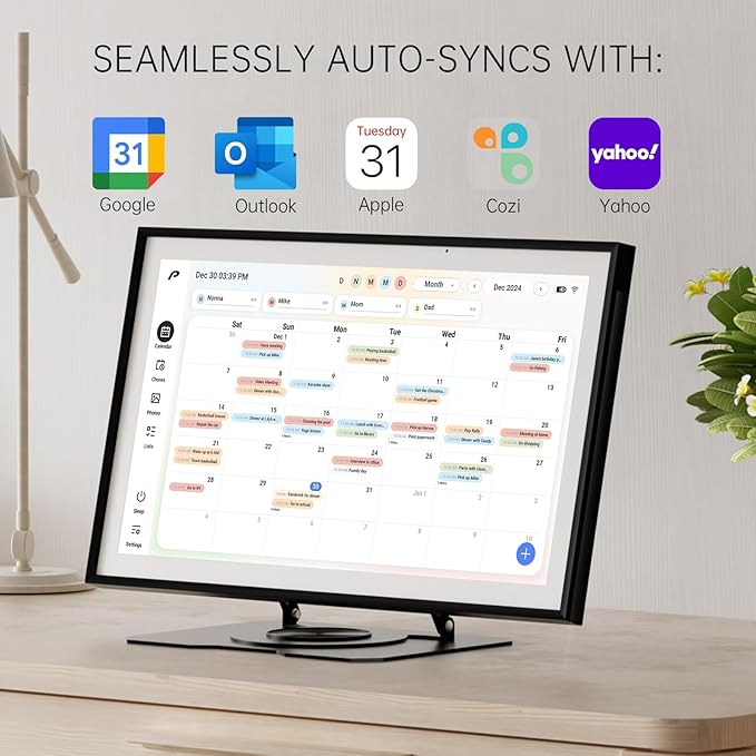 Pronext Calendar, 15.6 inch Digital Calendar & Chore Chart, Rechargeable Full HD Touchscreen Display, Portable Smart Family Organizer, Event Planner, Perfect for Family Schedules - Wall Mount Included, No Subscription
