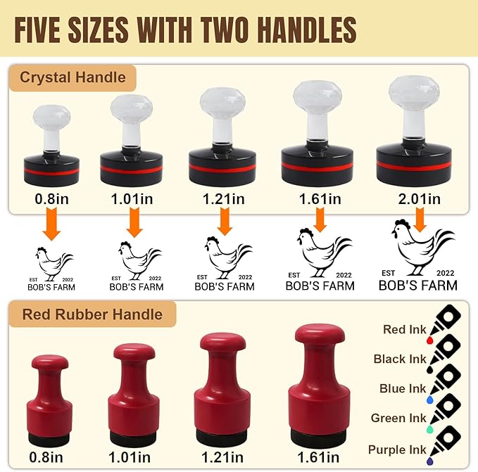 Custom Egg Stamp Personalized Egg Stamps for Fresh Eggs with Your Text & Design for Farm Branding Backyard Eggs