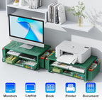 gianotter Desk Organizers and Accessories, Monitor Stand with Drawer and 2 Pen Holder, Desktop Organizer Suitable for Offices and Dormitories (Green)
