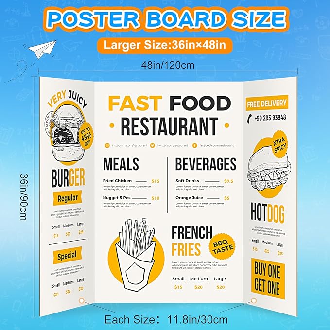 WinTS 18 PCS 36 x 48 Trifold Poster Board White Foldable Trifold Poster Boards Bulk for Science Fair,School Projects,Presentations,Exhibitions