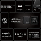 TEAMGROUP PD20M 2TB Magnetic External SSD Read up to 2000MB/s USB 3.2 Gen 2x2 Type-C 4K ProRes HDR Record iPhone 15&16 Pro Max,iPad TPSEG2002T0C108