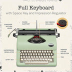 Maplefield Vintage Manual Typewriter - Seafoam Green, Standard 8 x 11 in Paper - Home & Office Decor - Portable Word Processor & Writing Machine