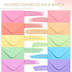 Gift Card Envelopes - 100-Count Mini Envelopes, Paper Business Card Envelopes, Bulk Tiny Envelope Pockets, 10 Pastel Colors, 4 x 2.7 Inches