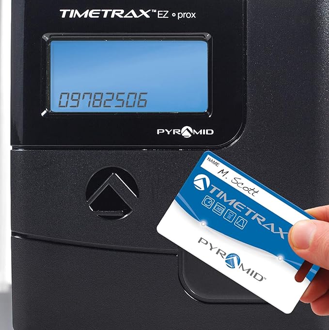 Pyramid Time Systems -TimeTrax Automated Proximity Time and Attendance with Pyramid TTEZ Time Clock System with Software Download [PPDLAUBKN], RFID - No Touch Employee Punch in - Black