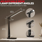 HONEYWELL Desk Lamp for Home Office, Dimmable LED Desk Light with USB A+C Dual Charging, 4 Modes Brightness Touch Lamp with Timer, Eye Caring Foldable Reading Light, Table Lamp for Study Nightstand