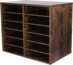 EasyPAG Mail Organizer Countertop, Wood Literature Organizer, Student Classroom Mailbox for School, Desktop Paper Sorter for Office Home, 12 Compartments, Archaize