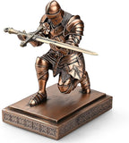 Medieval Armored Warrior Knight Pen Holder Desk Organizers and Accessories Resin Pencil Holder Paperweight as Gift with a Cool Letter Opener for Desk (Copper)
