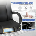 ZZH Executive Office Chair, Leather Desk Computer Chair with Armrests, Mid-Back Swivel Adjustable for Home Office, 4PC, Black