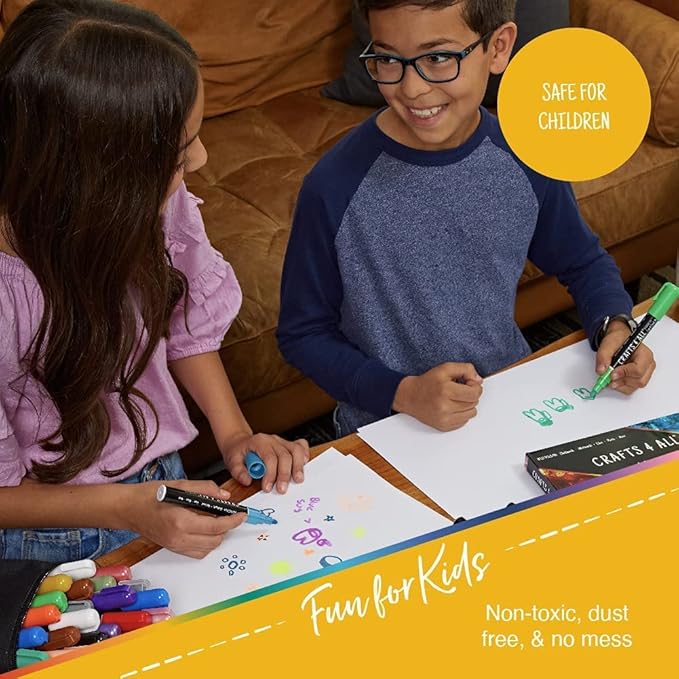 Crafts 4 All Liquid Chalk Markers for Blackboard Signs, Bistro Menu, Car Window Glass - Dry Erase, Washable - 25 Colored Chalk Pens w/Reversible Tips & Tweezers - Bonus White Chalkboard Marker