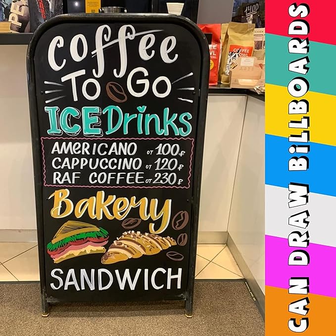 SMOOTHERPRO Liquid Chalk Marker Set 8 Colors 6mm Hightlight Blackboard Colorful Markers for Store Promotion, Menu Board, Art Decoration, Advertisement, Chalkboard (Black)