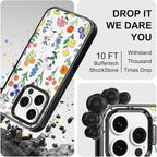MOSNOVO Case for iPhone 14 Pro, [10ft 4X Military-Grade Drop Protection] Durable & Shockproof Phone Case Cover Design for iPhone 14 Pro - Botanical Floral - Clear Black