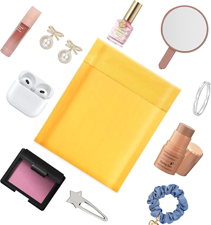 105Pack Yellow 3.5x5in Kraft Bubble Mailers Small Business Mailing Packages Self-Sealing Paper Envelopes, Mailer Shipping Padded Envelopes with Strong Adhesion for Jewelry Makeup Supplies