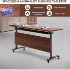 Conference Table, Folding Conference Tables Modern White, Conference Room Table with Wheels, 2-10 People for Office, Meeting Room (6, 1619YHT, 61IN)