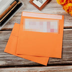 Wishop 100 Pack Orange A7 Envelopes Self-Adhesive 5x7 Envelopes for Invitations, 5x7 Greeting Cards (Dark Orange, 5.24 x 7.21 Inches)