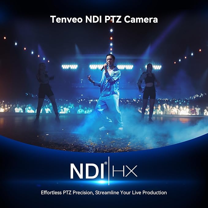 Tenveo NDI PTZ Camera 4K AI Auto-Tracking 12X Optical Zoom USB3.0 LAN PoE HDMI Wide Angle Lens IP Live Streaming Camera for Church Worship Video Conference Broadcast Events YouTube OBS vMix