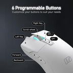 iRocks IRM31R RGB Backlight, Wireless Lightweight Gaming Mouse, Tri-Mode Connection, Kailh GM8.0 Mouse Switches, Advanced PixArt PAW3395 Optical Sensor, Resolution Up to 26,000 DPI - White