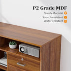 VINGLI Wide 4 Drawer Lockable Rolling File Cabinet with Open Shelves - Walnut Wood Lateral File Cabinet Printer Stand for Home Office, Letter Sized