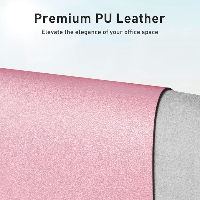 Aothia Leather Desk Pad Protector, Mouse Pad, Office Desk Mat, Non-Slip PU Leather Desk Blotter, Laptop Desk Pad, Waterproof Desk Writing Pad for Office and Home (23.6" x 13.7", Fairy Pink)