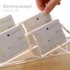 SANRUI Business Card Holder for Desk, Slant Clear Acrylic Desktop Cards Organizer, 2 Tier 4 Slots, Holds 240 Cards