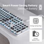 EWEADN TK950 Typewriter Keyboard Wireless Mechanical Keyboard, 104 Keys Aesthetic Typewriter Keyboards with Blue Backlit, Anti-Ghosting, Blue Switch Bluetooth/2.4GHz/Wired Cute keyboards-Black