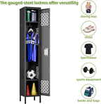 1 Door Metal Locker with Adjustable Shelves and 3 Hooks,Metal Lockers for Employees for Gym,School,Office,Home,Garage,Assembly Required,Black