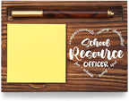 School Resource Officer Gift Sticky Note Holder Wooden, Thank You SRO, Appreciation Gift for School Resource Officer Social Worker School Office Decor Desk Self-Stick Note Pad Holders TZP15