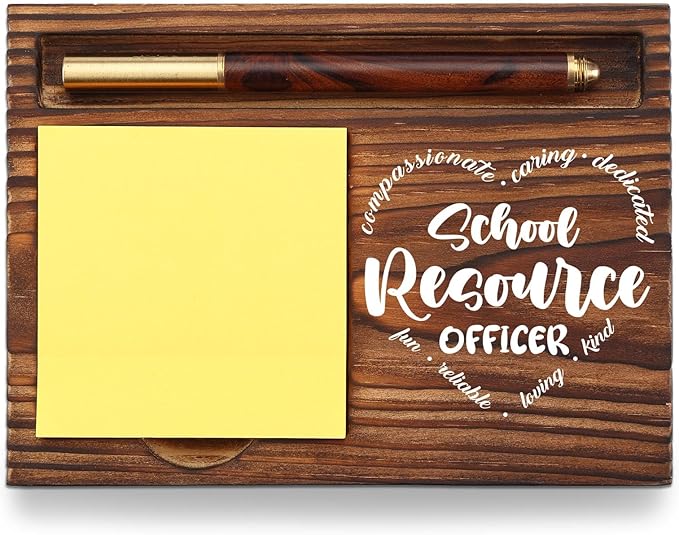 School Resource Officer Gift Sticky Note Holder Wooden, Thank You SRO, Appreciation Gift for School Resource Officer Social Worker School Office Decor Desk Self-Stick Note Pad Holders TZP15