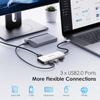 WAVLINK USB C Docking Station for MacBook Dell XPS 13/15, Lenovo Yoga, HP Laptops, USB C to Dual HDMI Monitors for Windows, Dual HDMI, Displayport, VGA, 3 USB 2.0 Ports, Silver