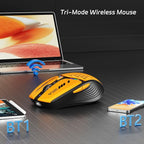 Uciefy Bluetooth Wireless Mouse, (BT5.0/5.1+2.4GHz) USB C Rechargeable LED Mouse Battery Level Visible, Honeycomb Magnetic Shell Cover with USB Receiver & Type-C Adapter for Laptop/PC/Mac/iPad -Orange