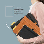 POPRUN Weekly Planner 2026 Pocket Size Calendar (4" x 6.25") 12 Months Notebook with Horizontal Layout, Leather Soft Cover, Inner Pocket, 100GSM Thick Paper, Pen Holder - Brown