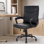 CLATINA Mid Back Leather Office Executive Chair with Lumbar Support and Padded Armrestes Swivel Adjustable Ergonomic Design for Home Computer Desk